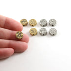9mm Pewter Tiny Small Ancient Greek Coin Symbol Double Sided Bead (4pc)