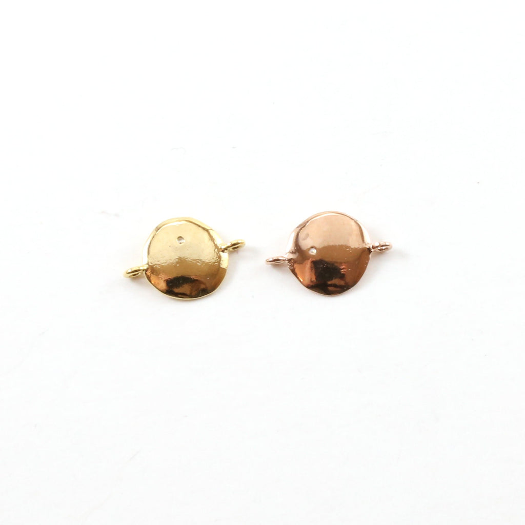 Rhodium Plated Sparkling Single CZ Coin Disc Gold or Rose Gold Cubic
