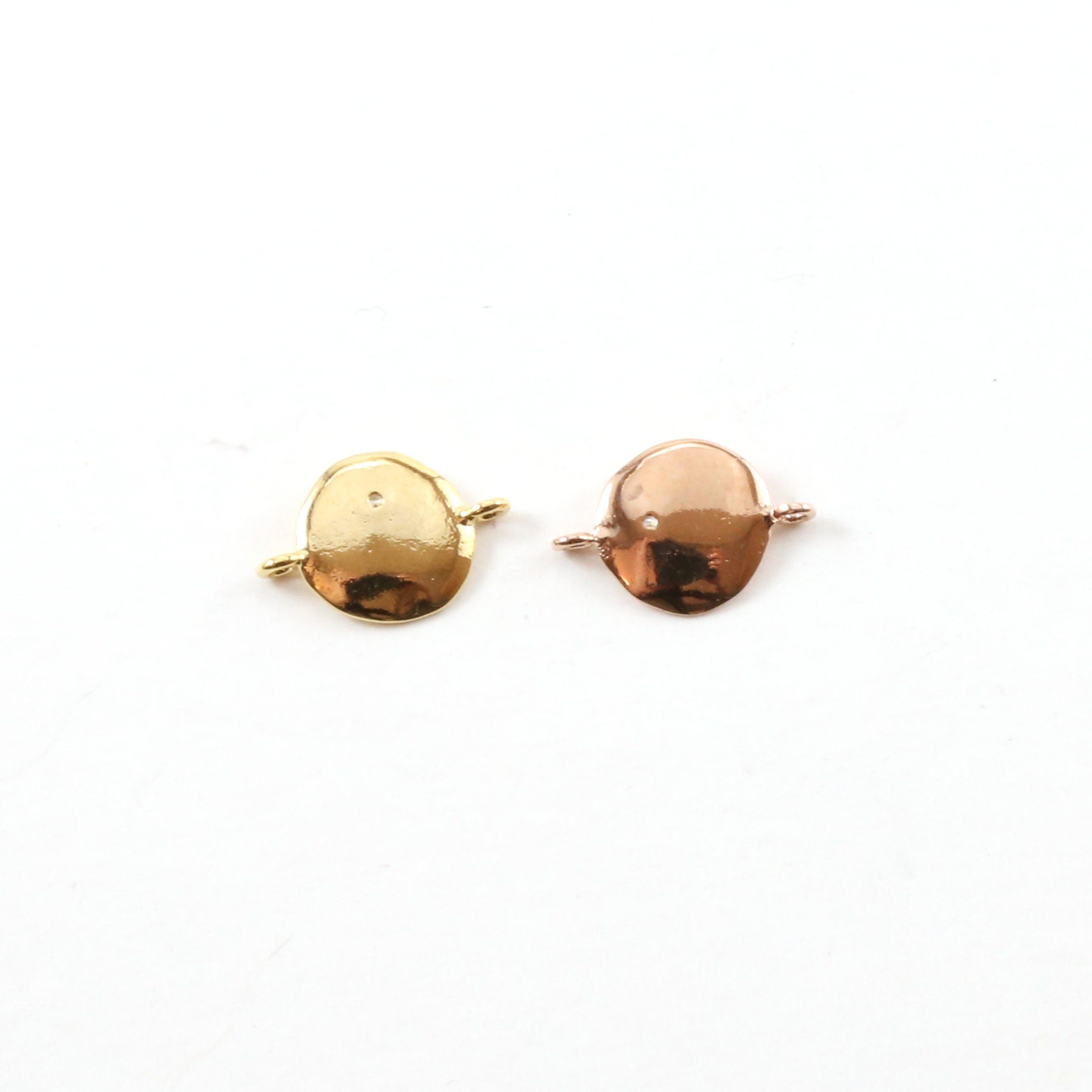 Rhodium Plated Sparkling Single CZ Coin Disc Gold or Rose Gold Cubic