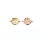Rhodium Plated Sparkling Single CZ Coin Disc Gold or Rose Gold Cubic