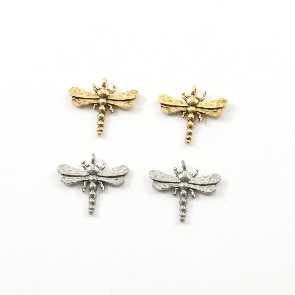 15mmx17mm Pewter Flying Dragonfly Wings Charm Fantasy Pendant (2pc)