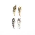 26mmx7mm Pewter Double Sided Angel Wing Charm Pendant Inspirational (2pc)
