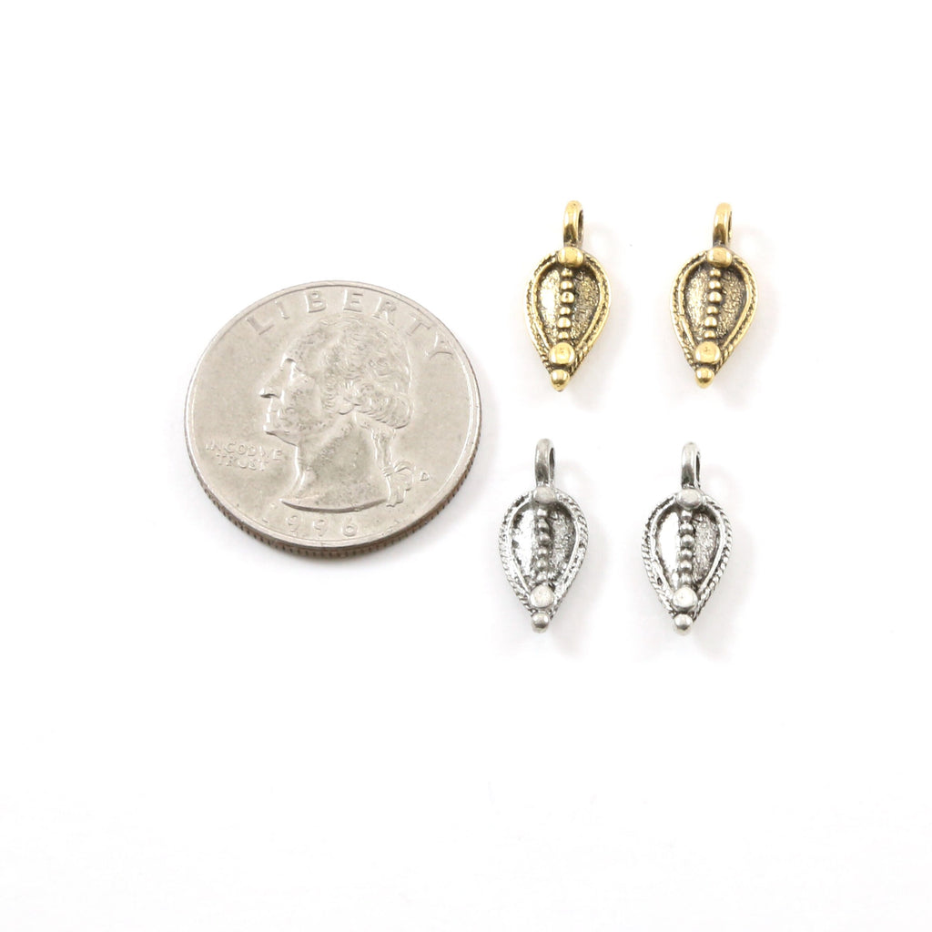15mmx7mm Pewter Abstract Pointed Leaf Nature Pendant Charm Antique Gold (2pc)