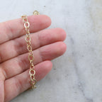 Brass Shiny Gold Oval 6mm x 5mm Dainty Flat Link Oval – Sold by the Foot