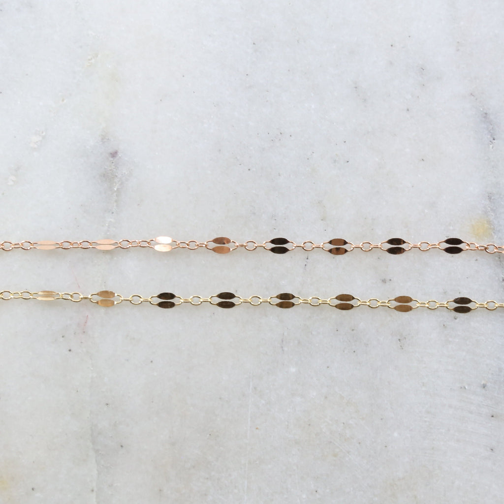 14K Gold Filled 14K GF Double Bar Link Flat Delicate – Sold by the Foot