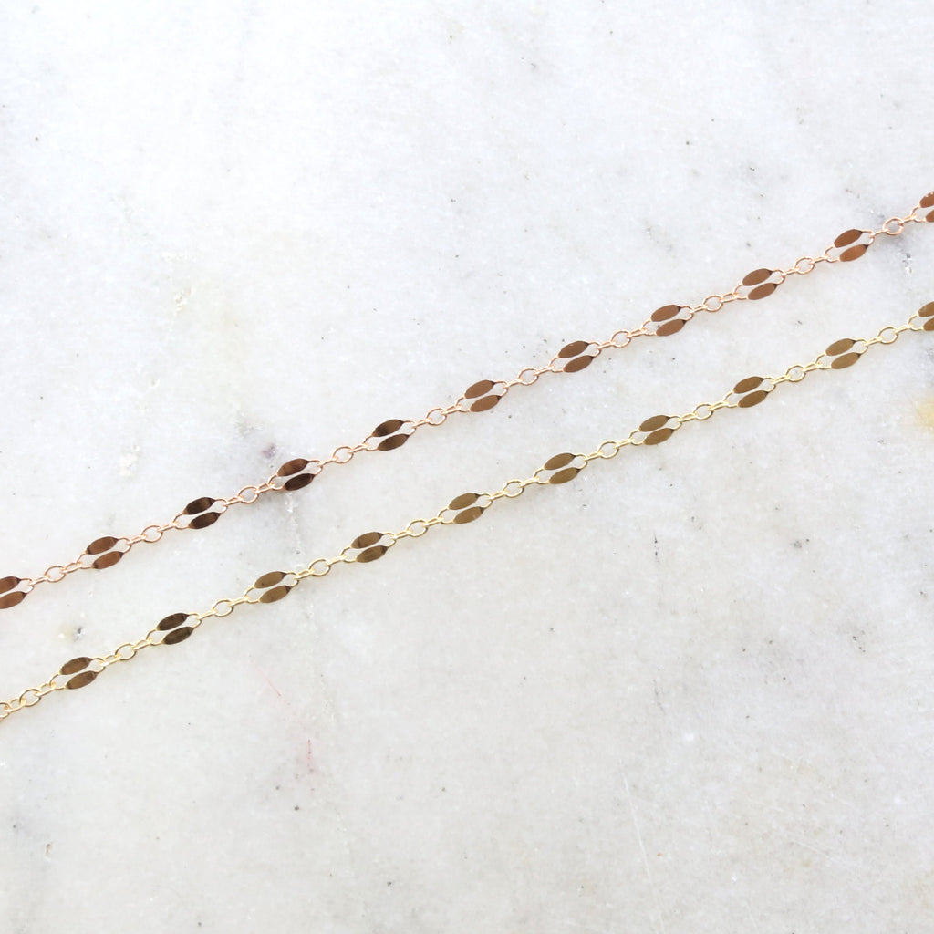 14K Gold Filled 14K GF Double Bar Link Flat Delicate – Sold by the Foot