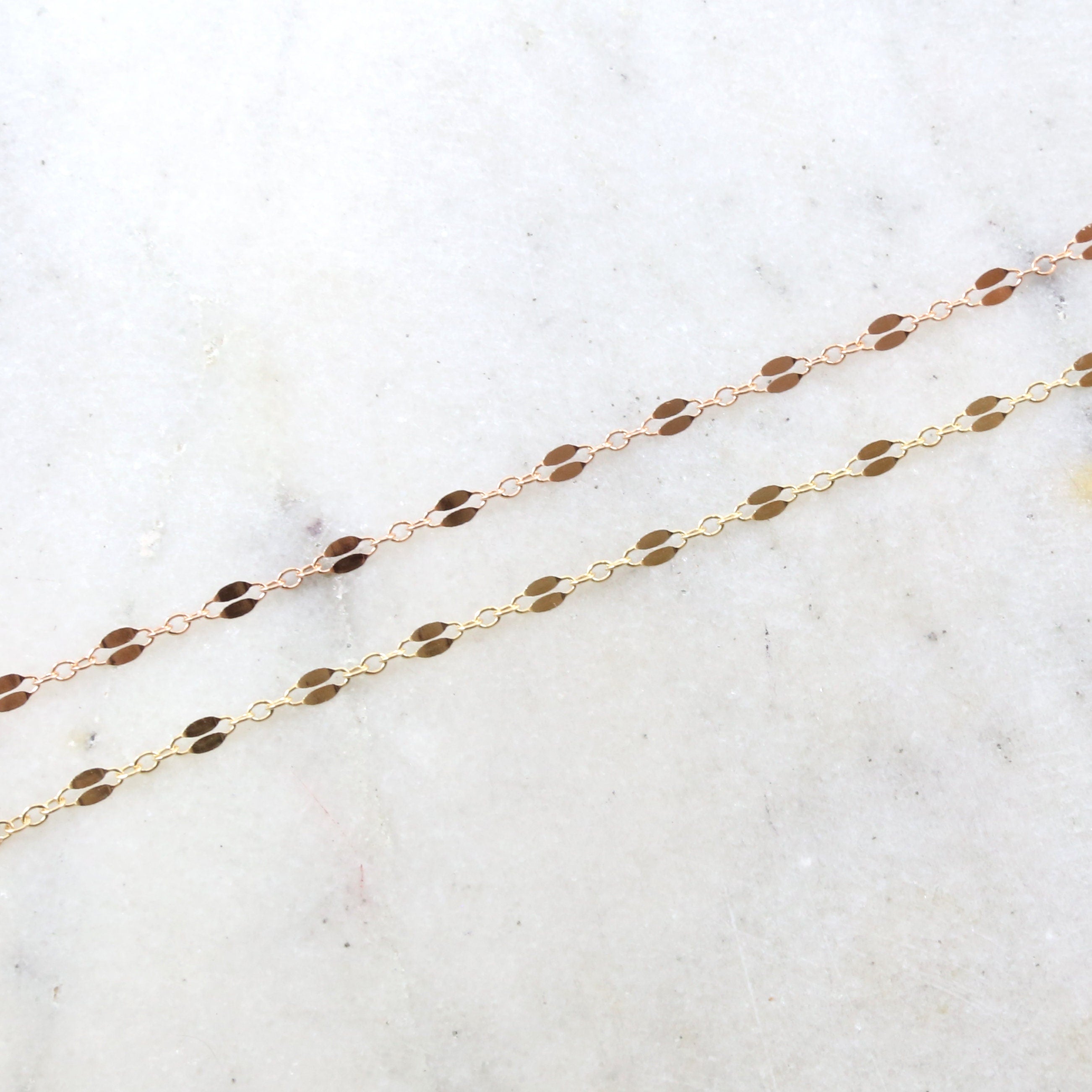 14K Gold Filled 14K GF Double Bar Link Flat Delicate – Sold by the Foot