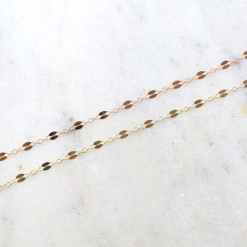 14K Gold Filled 14K GF Double Bar Link Flat Delicate – Sold by the Foot