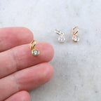 Sterling Silver or Vermeil Tiny Dainty Rose CZ Cubic Zirconia 3mm Charm Drop