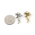 16mmx26mm Pewter Flying Fairy Butterfly Wings Pixie Charm Bent Knee