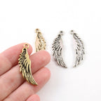 36mmx10mm Pewter Left and Right Large Angel Wing Charm Pendant (2pc)