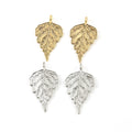 34mmx18mm Pewter Detailed Birch Leaf Nature Pendant Antique Gold Antique (2pc)
