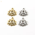 18mmx18mm Pewter Open Lotus Nature Pendant Healing Spiritual Mantra (2pc)