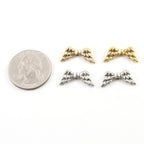 20mmx9mm Pewter Double Sided Simple Angel Wing Vertical Spacer Bead (2pc)