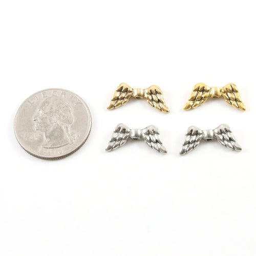 20mmx9mm Pewter Double Sided Simple Angel Wing Vertical Spacer Bead (2pc)