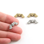 18mmx6mm Pewter Double Sided Whimsical Angel Wing Vertical Spacer Bead (2pc)