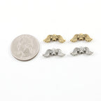 18mmx6mm Pewter Double Sided Whimsical Angel Wing Vertical Spacer Bead (2pc)