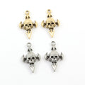30mmx16mm Pewter Skull with Arrows Pendant Halloween Skeletons Day (2pc)