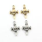 30mmx16mm Pewter Skull with Arrows Pendant Halloween Skeletons Day (2pc)