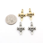 30mmx16mm Pewter Skull with Arrows Pendant Halloween Skeletons Day (2pc)