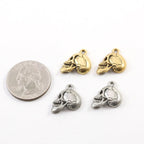 17mmx15mm Pewter Broken One Sided Skull Charm Pendant Halloween (2pc)