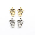 22mmx18mm Pewter Skull with Crown King Skull Pendant Halloween Skeletons (2pc)