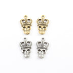 22mmx18mm Pewter Skull with Crown King Skull Pendant Halloween Skeletons (2pc)