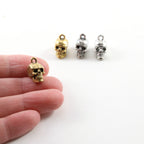 Pewter Simple 3D Skull Pendant Halloween Skeletons Day (2pc)