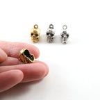 14mmx11mm Pewter Simple 3D Skull Pendant Halloween Skeletons Day (2pc)