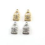 18mmx15mm Pewter Floral Pad Lock Key Charm with Flowers Necklace Pendant (2pc)