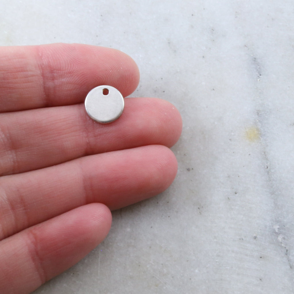9mm Sterling Silver Small Round Stamping Disc in Simple Dainty Minimal