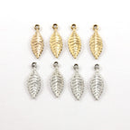 25mmx8mm Pewter Detailed Dainty Minimal Modern Leaf Nature Pendant (4pc)