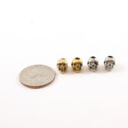 10mmx8mm Pewter Small Skull Head Bead Vertical Hole Pendant Halloween (2pc)