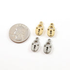 18mmx9mm Pewter Simple Pad Lock Key Charm Necklace Pendant Antique Gold (2pc)