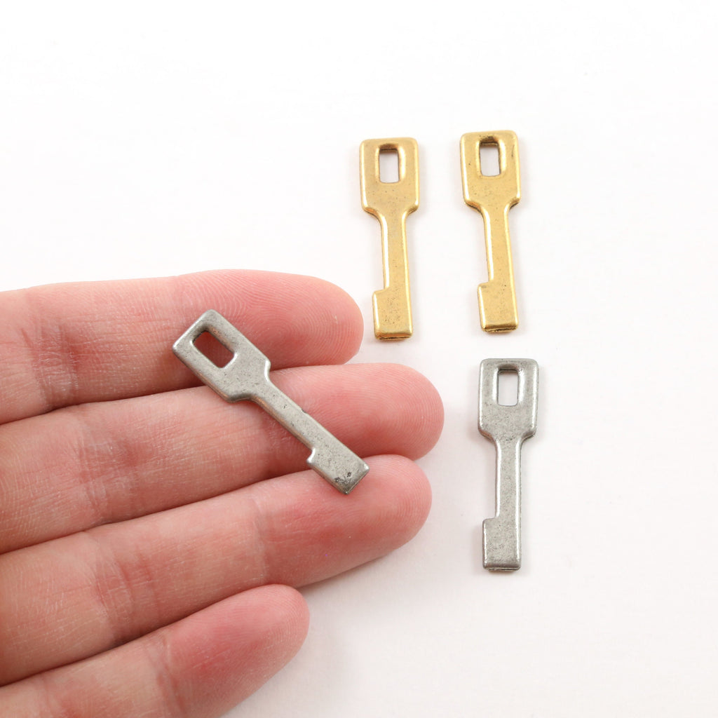 30mmx8mm Pewter Simple Block Key Charm Best Friend Charm Necklace (2pc)