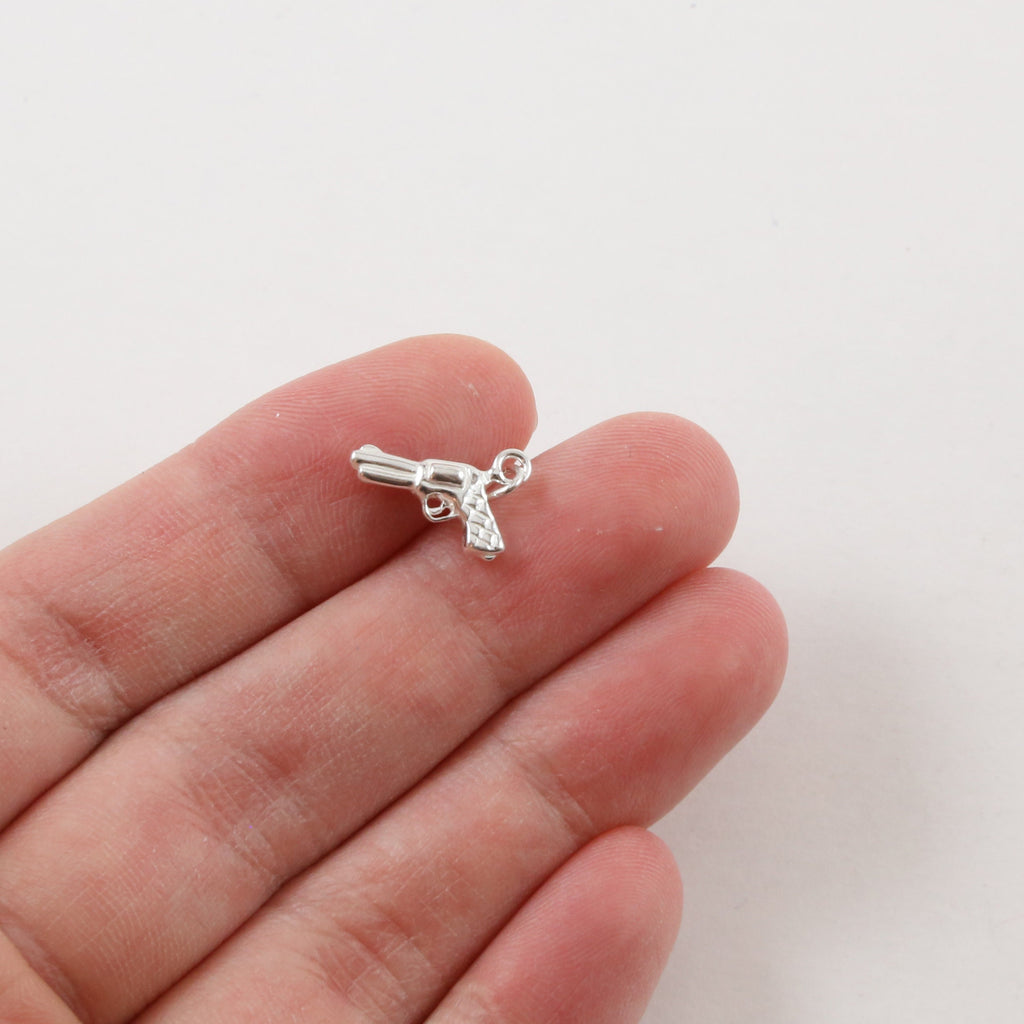 Sterling Silver Lightweight Revolver Gun Weapon Charm Police Firearm