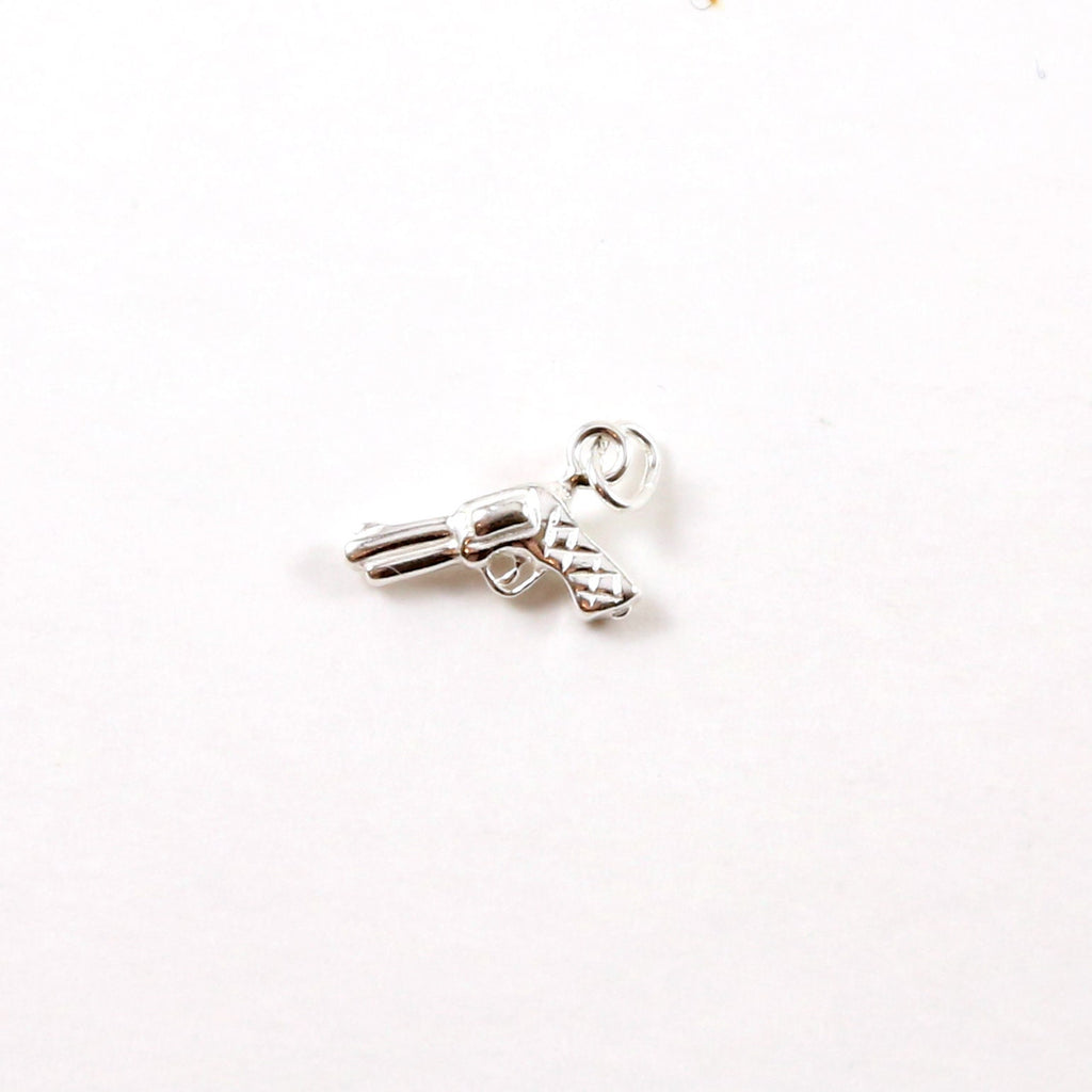 Sterling Silver Lightweight Revolver Gun Weapon Charm Police Firearm