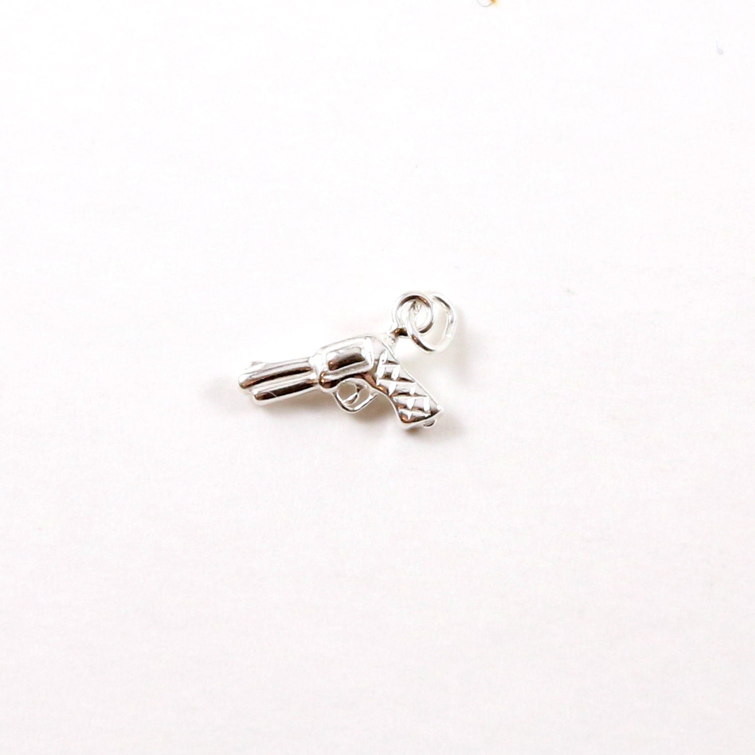Sterling Silver Lightweight Revolver Gun Weapon Charm Police Firearm