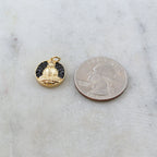 15mmx8mm Gold Plated or Rhodium Plated Coin Black CZ Pave Buddha Ohm Gold