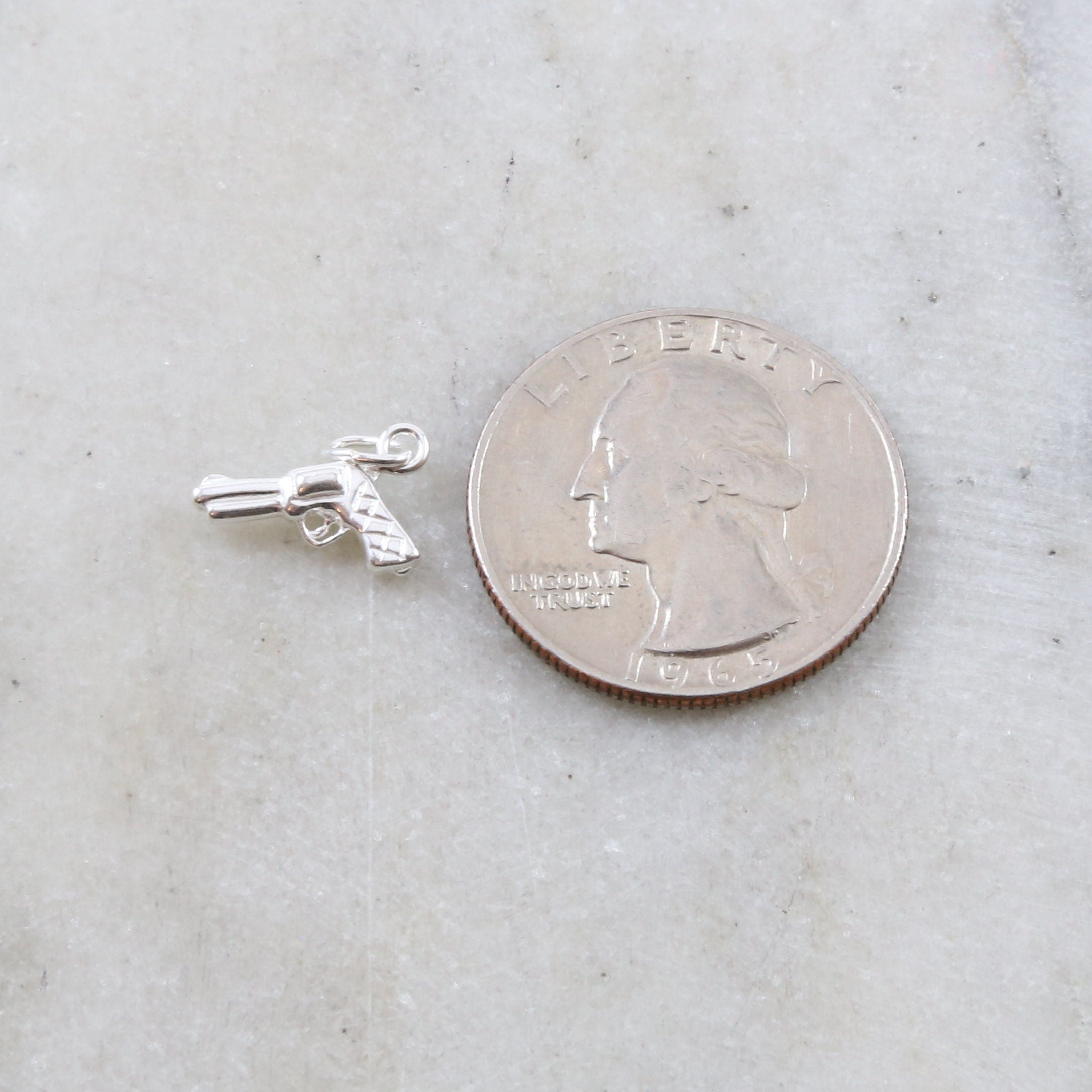 Sterling Silver Lightweight Revolver Gun Weapon Charm Police Firearm