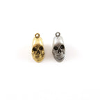 13mmx9mm Pewter Medium Open Jaw Skull Head Pendant Halloween Skeletons