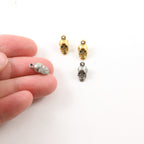 Pewter Tiny Mini Small Simple 3D Skull Pendant Halloween (2pc)