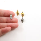 Pewter Tiny Mini Small Simple 3D Skull Pendant Halloween (2pc)