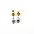Pewter Tiny Mini Small Simple 3D Skull Pendant Halloween (2pc)