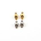 Pewter Tiny Mini Small Simple 3D Skull Pendant Halloween (2pc)