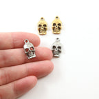 17mmx9mm Pewter Grinning Pirate Skull Charm Pendant Halloween Skeletons (2pc)