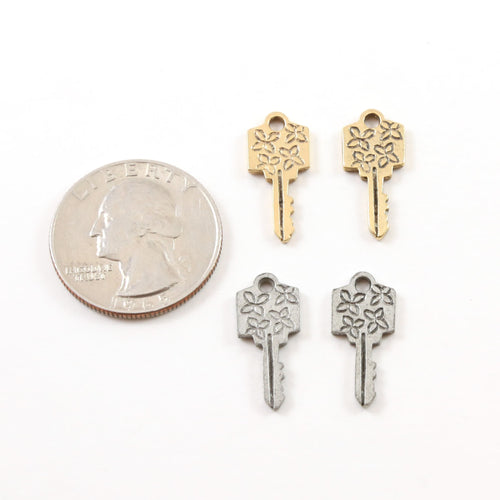 20mmx9mm Pewter Flower Daisy Key Charm Best Friend Charm Necklace (2pc)