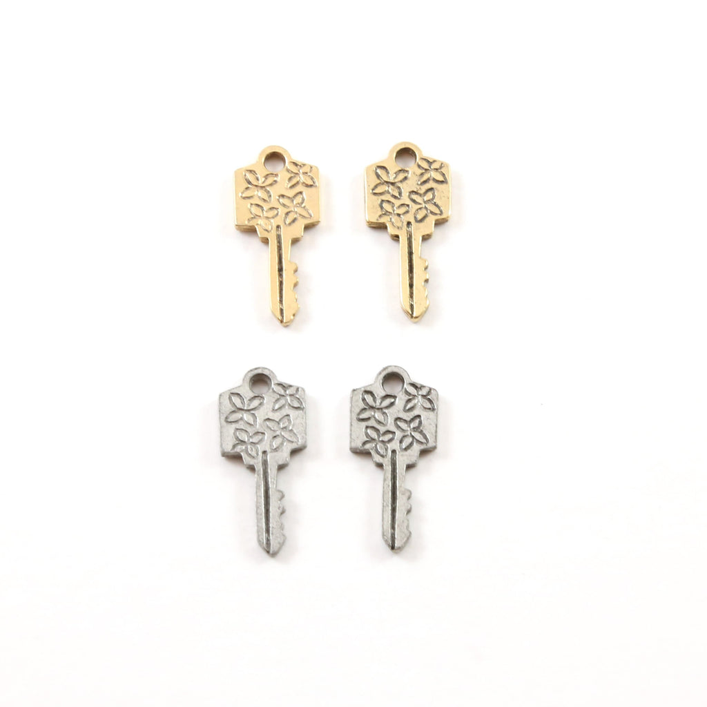 20mmx9mm Pewter Flower Daisy Key Charm Best Friend Charm Necklace (2pc)
