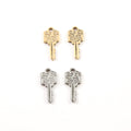 20mmx9mm Pewter Flower Daisy Key Charm Best Friend Charm Necklace (2pc)