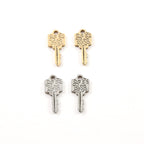 20mmx9mm Pewter Flower Daisy Key Charm Best Friend Charm Necklace (2pc)